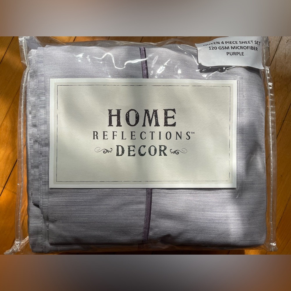 Home Reflections Decor Purple Microfiber Queen 4 piece Sheet Set QVC